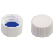 Schroefdop N13, wit, PP gesloten, siliconenwit/ PTFE blauw, VE=100