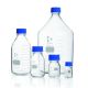 Laboratoriumfles, 200ml, GL45, DURAN, incl. blauwe dop en gietring