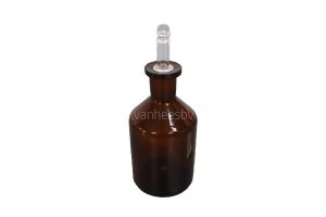 Druppelfles, 100ml, amber, met NS transparante pipet, glas