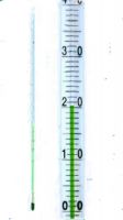 Thermometer -10 - 110:1°C, groene vulling, Ø7-8mm, 300mm, met oog