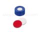 Cap, blauw, ND9 schroef, siliconen  wit-PTFE rood, 100st