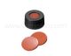 Cap, zwart, ND9 schroef, natuurrubber rood-oranje/TEF transparant, 100st