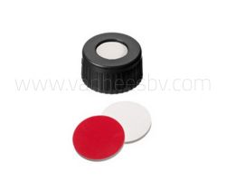 Cap, zwart, ND9 schroef, siliconen wit-PTFE rood,  100st